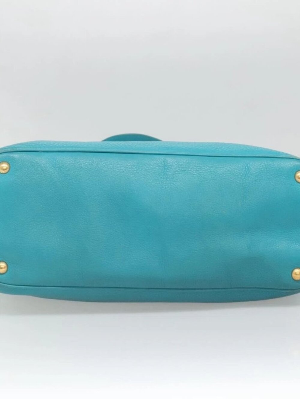 PRADA Hand Bag Leather 2way Green Gold Auth 139193 - Picture 5 of 15